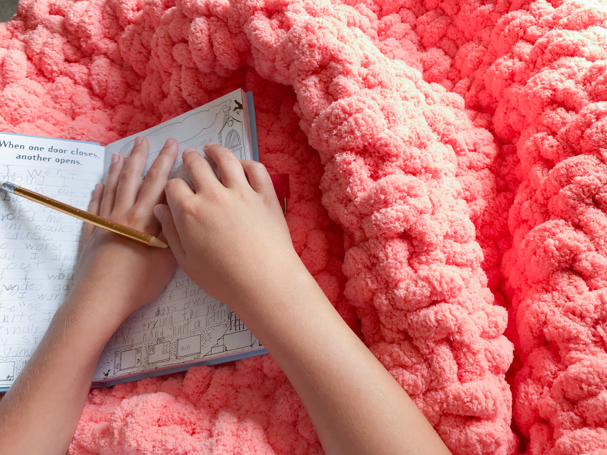 Orange Chunky Knit Blanket – Hands On For Homemade