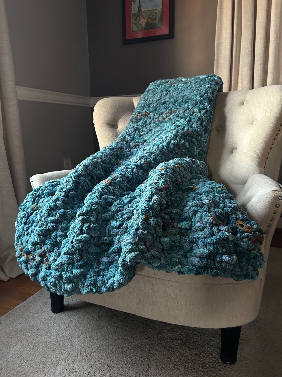 Teal knit 2024 throw blanket