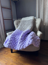 Load image into Gallery viewer, Lilac Striped Chunky Knit Blanket