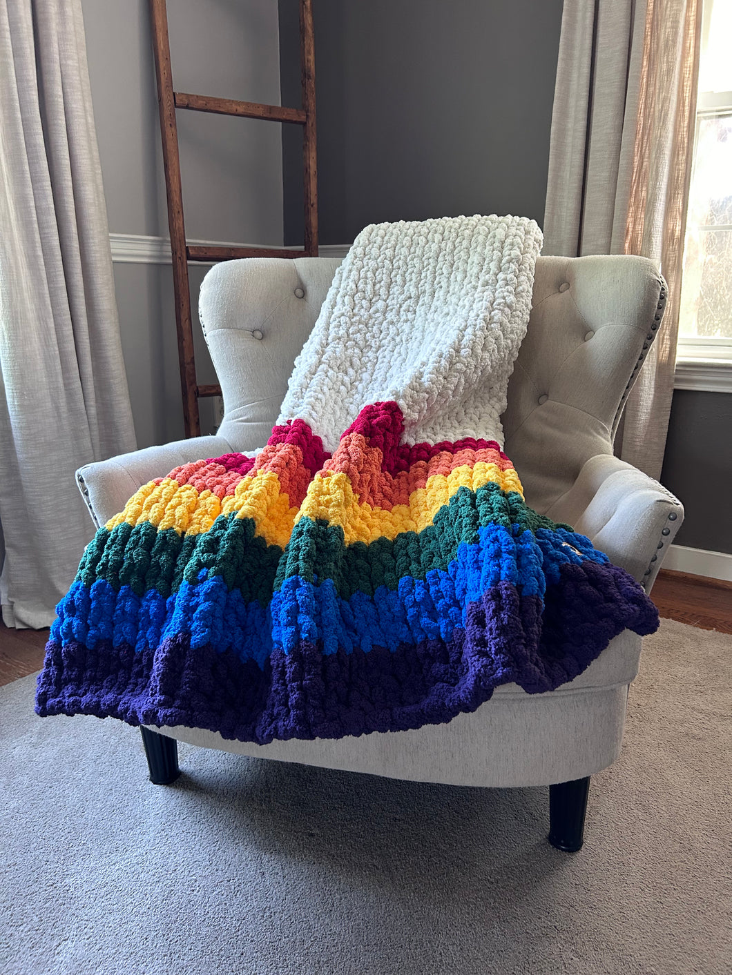 Pride Blanket | Chunky Knit Rainbow Blanket