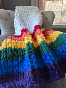 Pride Blanket | Chunky Knit Rainbow Blanket