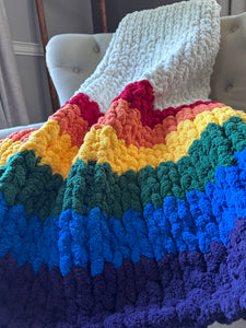 Pride Blanket | Chunky Knit Rainbow Blanket