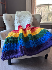 Pride Blanket | Chunky Knit Rainbow Blanket