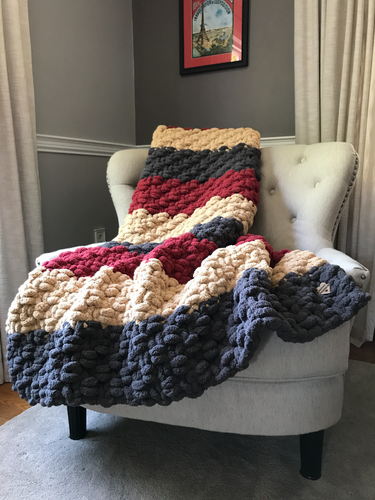 Periwinkle Striped Blanket  Chunky Knit Blanket – Hands On For Homemade